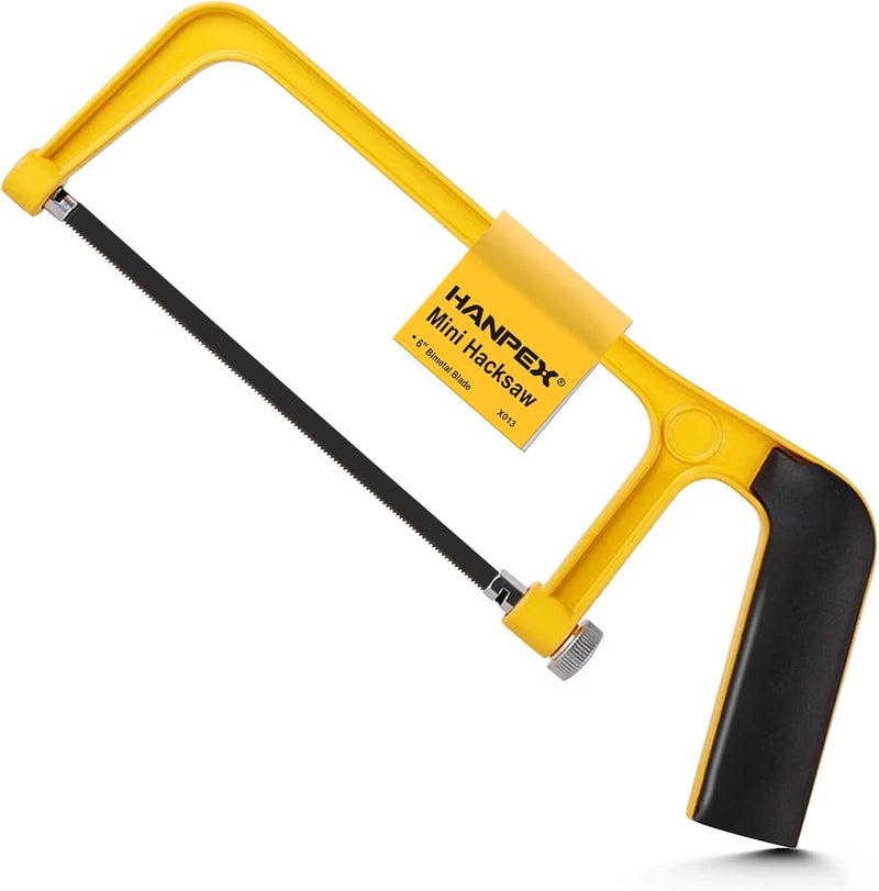 Hanpex 6inch Mini Hacksaw Frame - 150mm Extra Fine Cut Junior Hack Saw with Bi-Metal Blade for Metal and Wood - Image 1